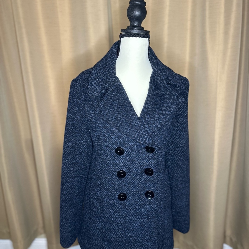 Nine West Navy Double-Breasted Pea Coat